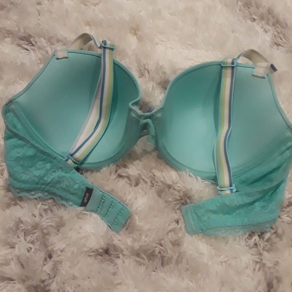 Aerie turquoise bra, candy stripe straps - Picture 2 of 4